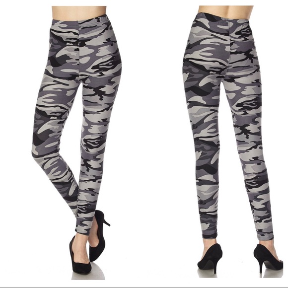 Grey Camouflage brushed soft leggings - Picture 5 of 5